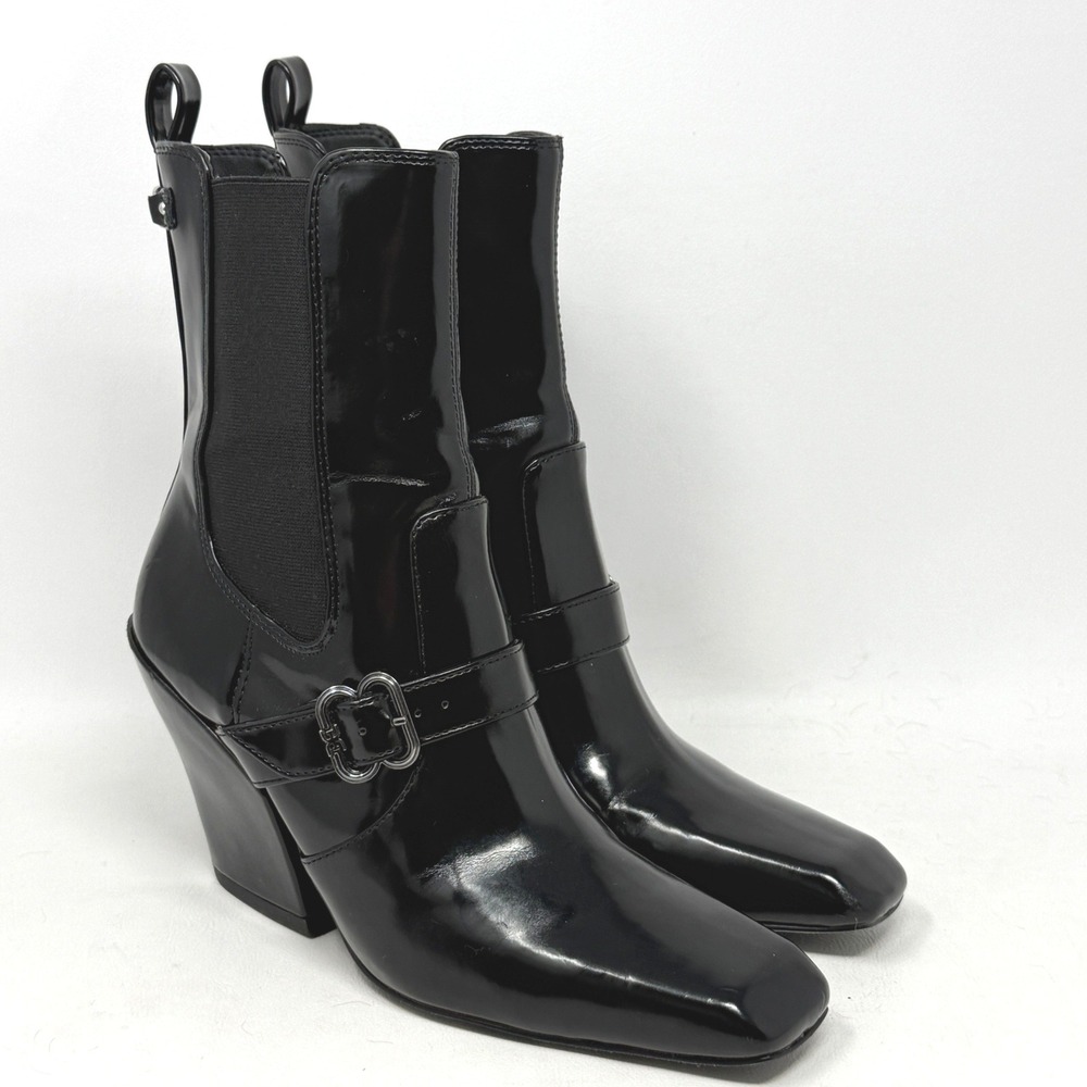 Sam Edelman Suzette Black Ankle Boots Womens 7.5 Moto Tailored Vamp Goth Hipster